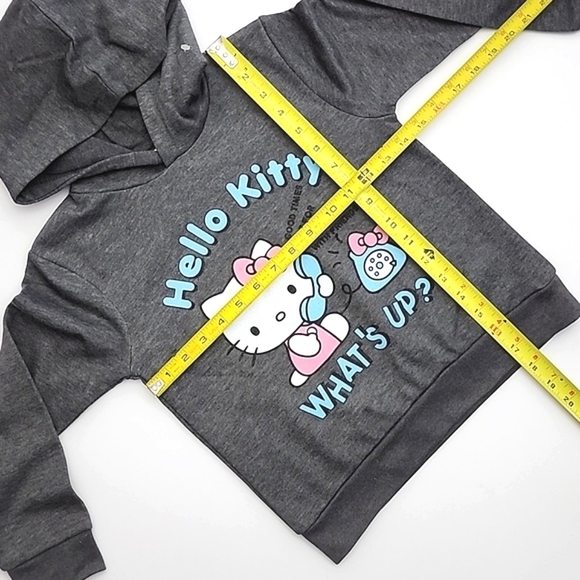 Hello Kitty Pullover Hoodie Heathered Grey Hello Kitty What's Up? Print Sz Small - Picture 7 of 7